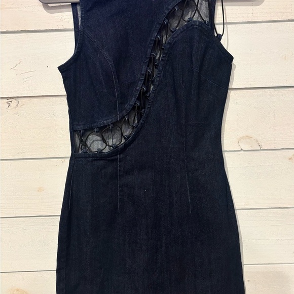 Venus Dark Blue Denim Dress with Cut out Details. Size 2 - Picture 2 of 12
